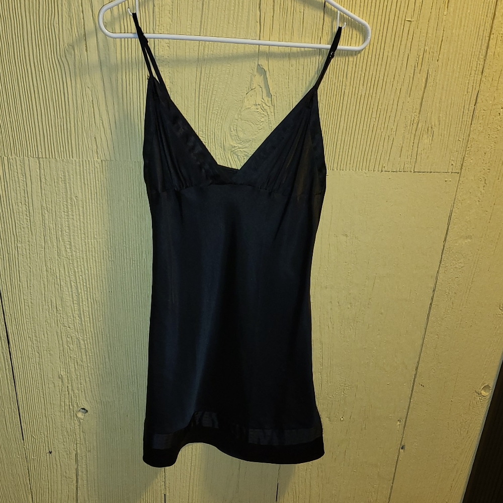 Victoria's Secret Black Satin Chemise Slip